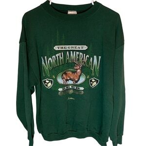 Vintage Sweatshirt The Great North American Deer Tultex Large Made USA
